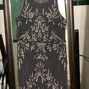 Multi color short fully beaded dress 14 women